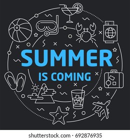 Black Line Flat Circle illustration summer