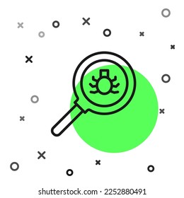 Black line Flea search icon isolated on white background.  Vector