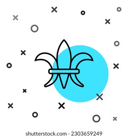 Black line Fleur De Lys icon isolated on white background. Random dynamic shapes. Vector