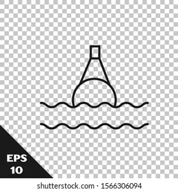 Black line Floating buoy on the sea icon isolated on transparent background.  Vector Illustration