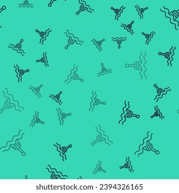 Black line Floating buoy on the sea icon isolated seamless pattern on green background.  Vector