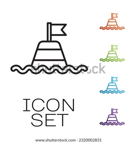 Black line Floating buoy on the sea icon isolated on white background. Set icons colorful. Vector