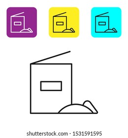 Black line Flour pack icon isolated on white background. Set icons colorful square buttons. Vector Illustration