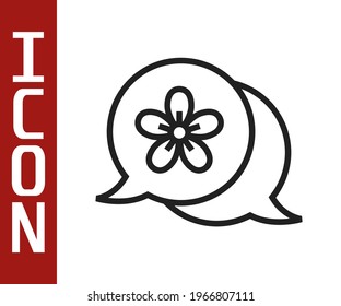 Black line Flower icon isolated on white background.  Vector