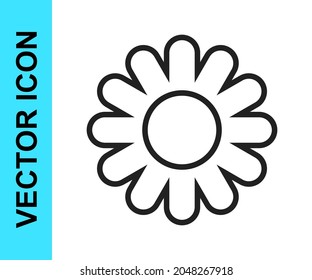 Black line Flower icon isolated on white background. Sweet natural food.  Vector