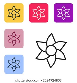 Black line Flower icon isolated on white background. Sweet natural food. Set icons in color square buttons. Vector