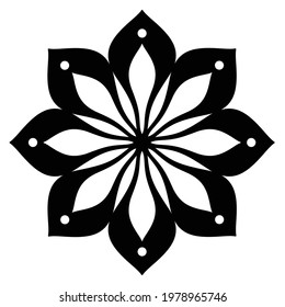 Patrón de flor de línea negra sobre fondo blanco
