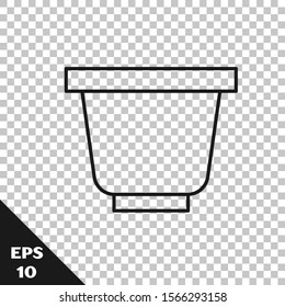 Black line Flower pot icon isolated on transparent background.  Vector Illustration