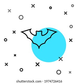 Black line Flying bat icon isolated on white background. Random dynamic shapes. Vector