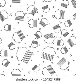 Black line Fog and cloud icon isolated seamless pattern on white background.  Vector Illustration
