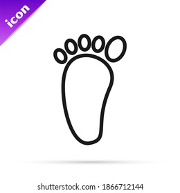 Black line Foot massage icon isolated on white background.  Vector