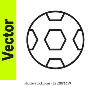 Black line Football ball icon isolated on white background. Soccer ball. Sport equipment.  Vector