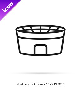 Black line Football stadium icon isolated on white background. Football arena.  Vector Illustration