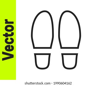 Black line Footsteps icon isolated on white background. Detective is investigating. To follow in the footsteps.  Vector