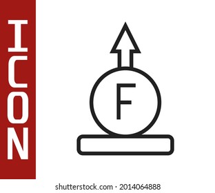 Black line Force of physic formula calculation icon isolated on white background.  Vector