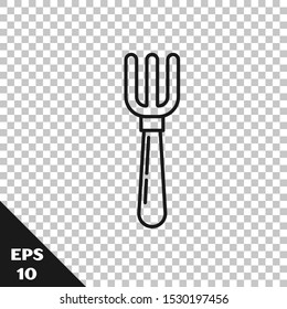 Black line Fork icon isolated on transparent background. Cutlery symbol.  Vector Illustration