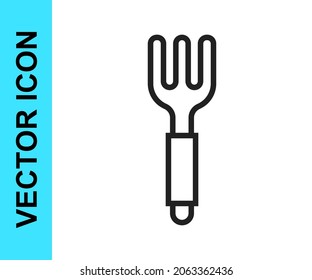 Black line Fork icon isolated on white background. Cutlery symbol.  Vector