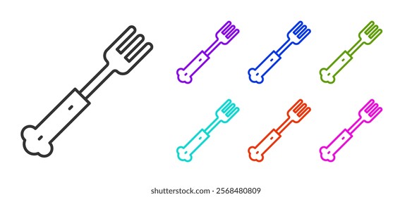 Black line Fork icon isolated on white background. Cutlery symbol. Set icons colorful. Vector