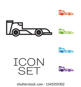 Black line Formula race car icon isolated on white background. Set icons colorful. Vector Illustration