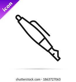 Black line Fountain pen nib icon isolated on white background. Pen tool sign.  Vector