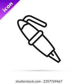 Black line Fountain pen nib icon isolated on white background. Pen tool sign.  Vector