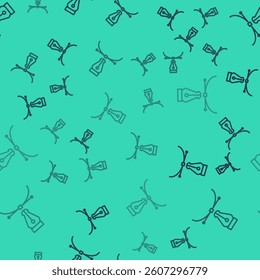 Black line Fountain pen nib icon isolated seamless pattern on green background. Pen tool sign.  Vector