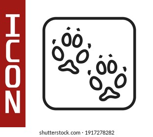 Black line Fox paw footprint icon isolated on white background.  Vector