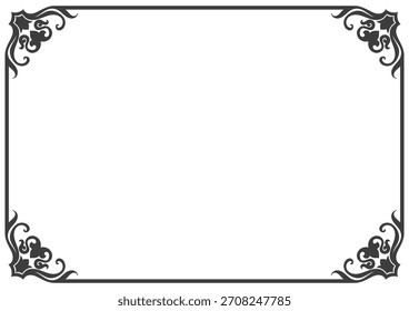 Black line frame for decorating cards, vintage pattern