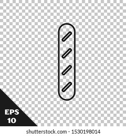 Black line French baguette bread icon isolated on transparent background.  Vector Illustration