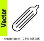 Black line Fresh cucumber icon isolated on white background.  Vector