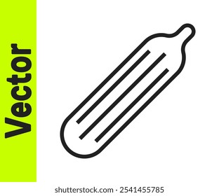 Black line Fresh cucumber icon isolated on white background.  Vector