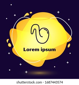 Schwarze Linie Fried Huhn-Flügel Symbol einzeln auf blauem Hintergrund. Abstrakter Banner mit flüssigen Formen. Vektorillustration-Illustration