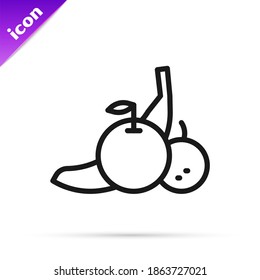 Black line Fruit icon isolated on white background.  Vector