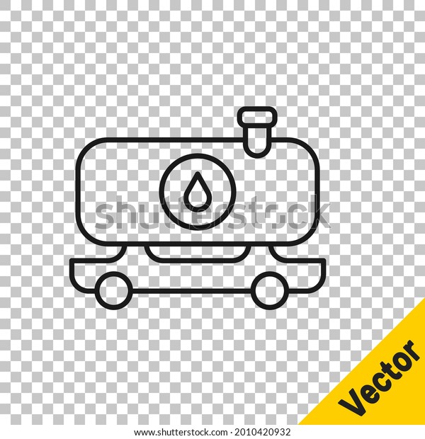 Black line Fuel tanker truck\
icon isolated on transparent background. Gasoline tanker. \
Vector