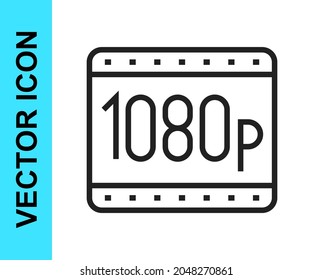 Black line Full HD 1080p icon isolated on white background.  Vector