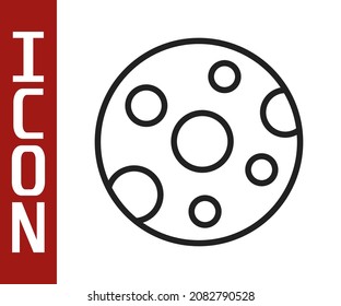 Black line Full moon icon isolated on white background. Cloudy night sign. Sleep dreams symbol. Night or bed time sign.  Vector