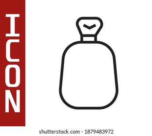 Black line Full sack icon isolated on white background.  Vector