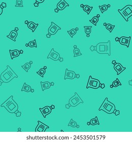 Black line Full sack icon isolated seamless pattern on green background.  Vector