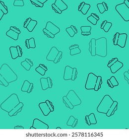 Black line Full sack icon isolated seamless pattern on green background.  Vector