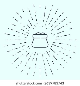 Black line Full sack icon isolated on grey background. Abstract circle random dots. Vector