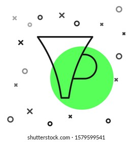 Black line Funnel or filter icon isolated on white background.  Vector Illustration
