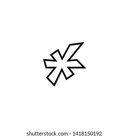 black line funny asterisk footnote icon. Flat icon of lopsided footnote isolated on white background. Vector illustration. cartoon star note symbol for more information