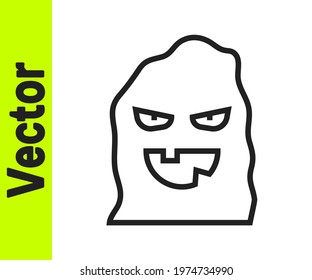 Black line Funny and scary ghost mask for Halloween icon isolated on white background. Happy Halloween party.  Vector