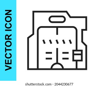 Black line Futuristic sliding doors icon isolated on white background.  Vector
