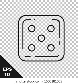 Black line Game dice icon isolated on transparent background. Casino gambling.  Vector Illustration