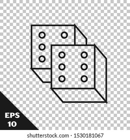 Black line Game dice icon isolated on transparent background. Casino gambling.  Vector Illustration