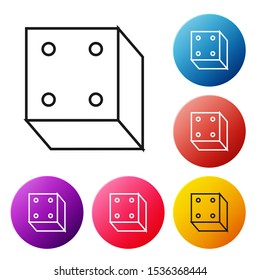 Black line Game dice icon isolated on white background. Casino gambling. Set icons colorful circle buttons. Vector Illustration