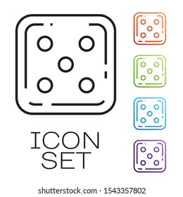 Black line Game dice icon isolated on white background. Casino gambling. Set icons colorful. Vector Illustration