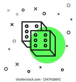 Black line Game dice icon isolated on white background. Casino gambling.  Vector Illustration