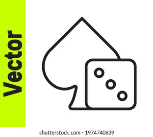 Black line Game dice icon isolated on white background. Casino gambling.  Vector